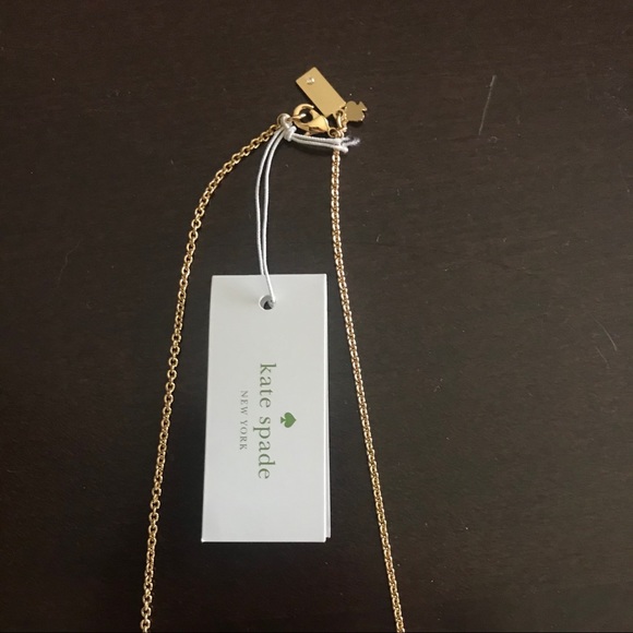 New Kate Spade White Bow Gold Necklace - Picture 3 of 4